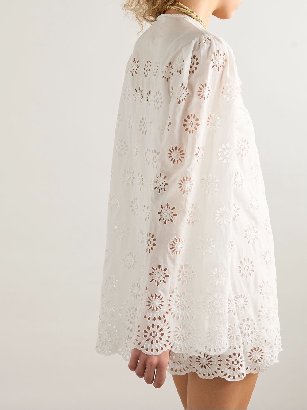 NWT CHLOE sz 42 / US 10
Scalloped Eyelet-Embroidered Mini Shift Dress - Picture 4 of 11